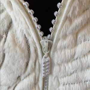 Ivory embellished faux fur sweater